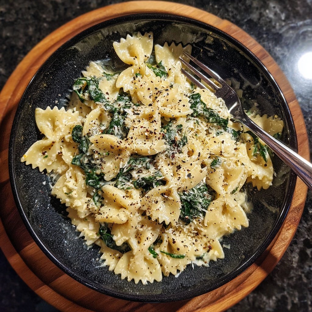 Bow Tie Pasta With Creamy Spinach Sauce