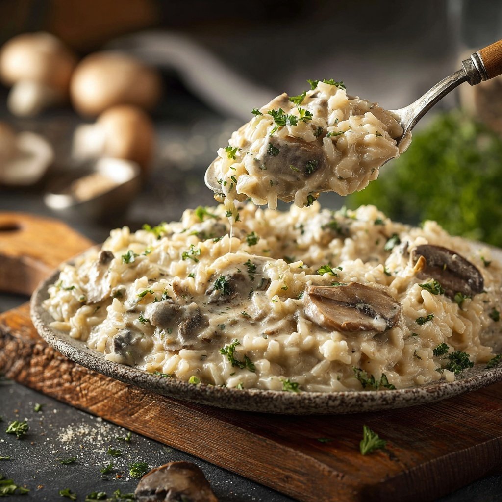 One Pot Creamy Mushroom Rice