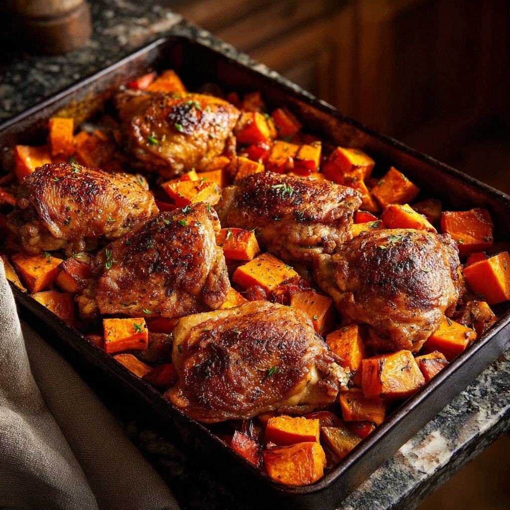 Sheet Pan Chicken With Sweet Potatoes