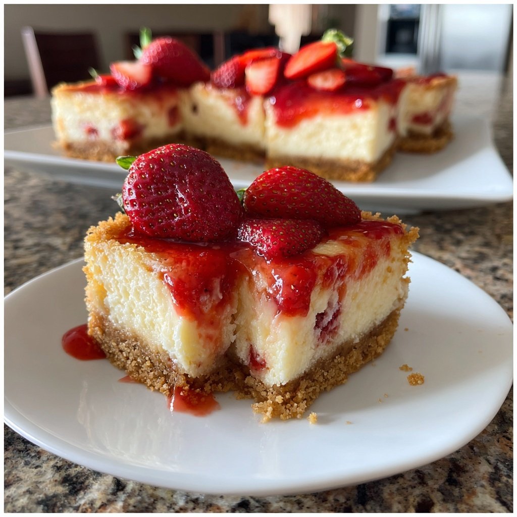 Strawberry Shortcake Cheesecake Bars