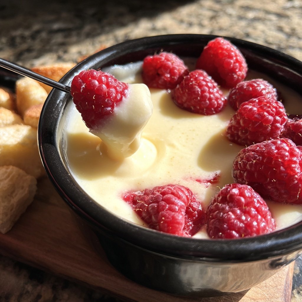 White Chocolate Fondue with Raspberries