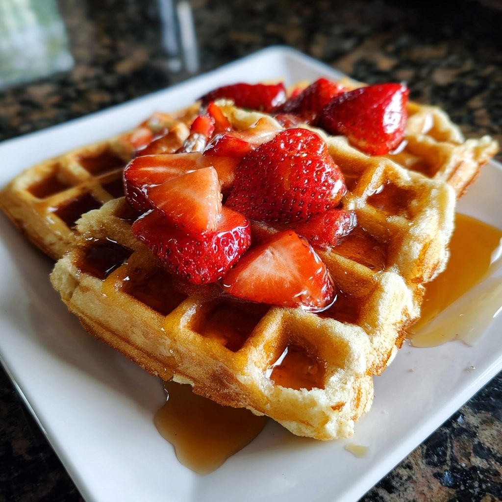 Valentines Breakfast Strawberry Waffles